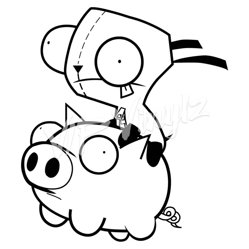 794x794 gir riding pig from invader zim vinyl decal etsy