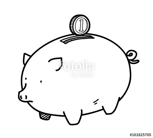 500x452 Piggy Bank Doodle, A Hand Drawn Vector Doodle Illustration