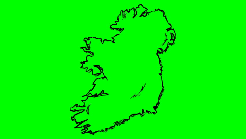 852x480 Ireland Drawing Outline Map On Stock Footage Video