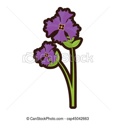 450x470 Cartoon Iris Flower Garden Botanical Vector Illustration