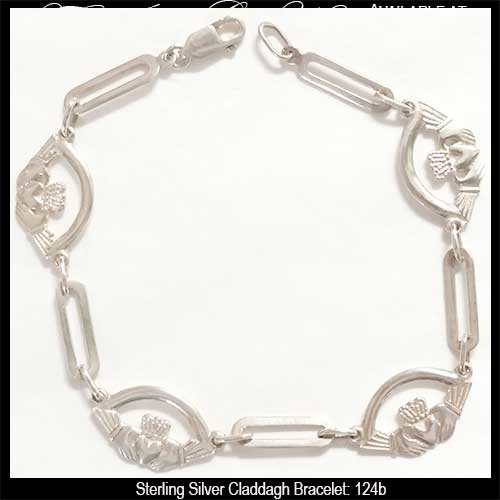 500x500 Claddagh Bracelet, Sterling Silver Link Design