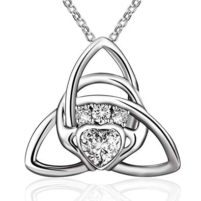 395x395 Sterling Silver Irish Celtic Knot Triangle Love Heart Claddagh
