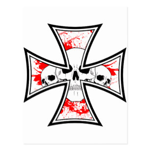 307x307 Skull Iron Cross Postcards Zazzle Au