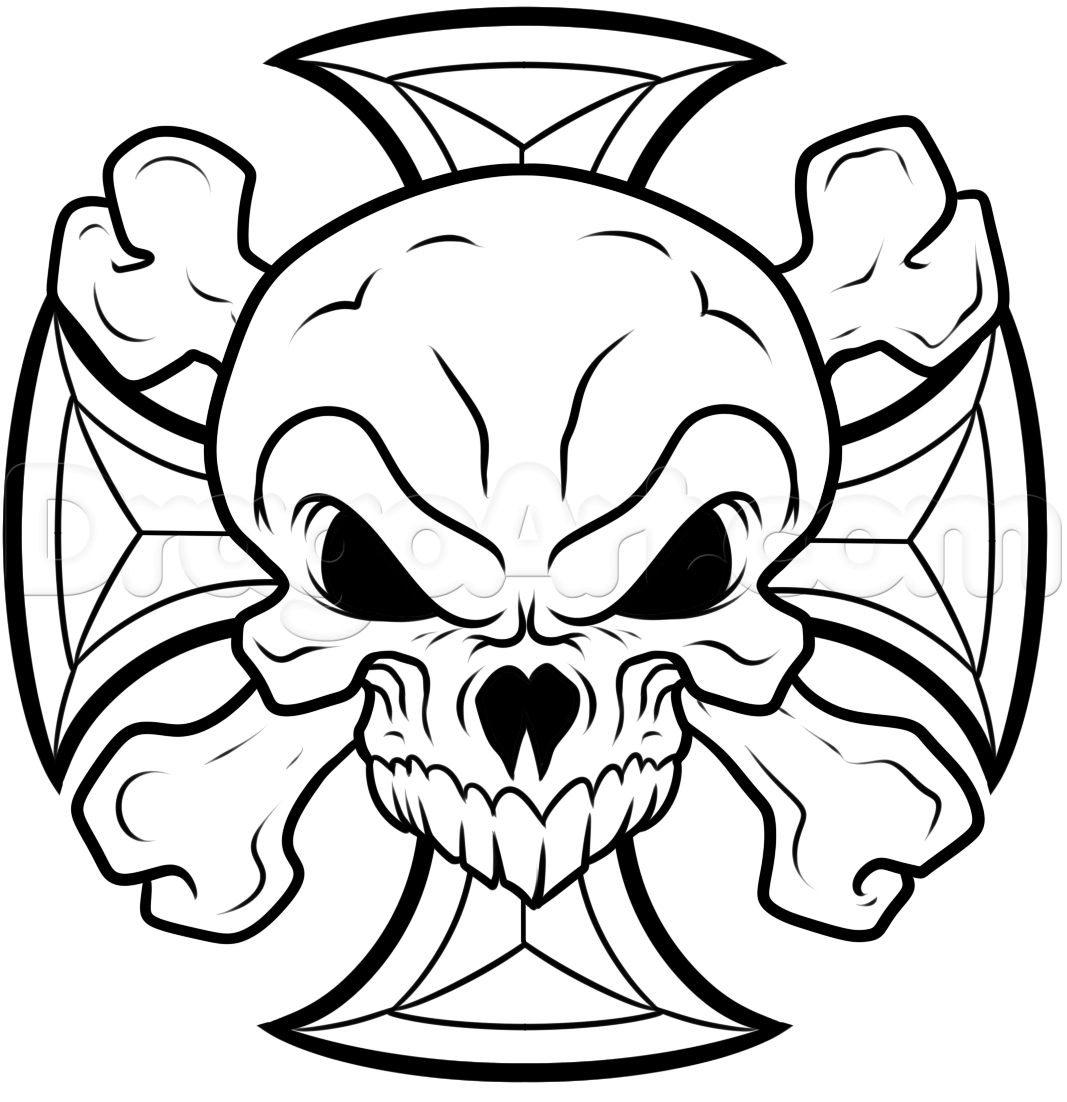 1067x1102 How To Draw An Iron Cross Skull Step Stencils In Skull