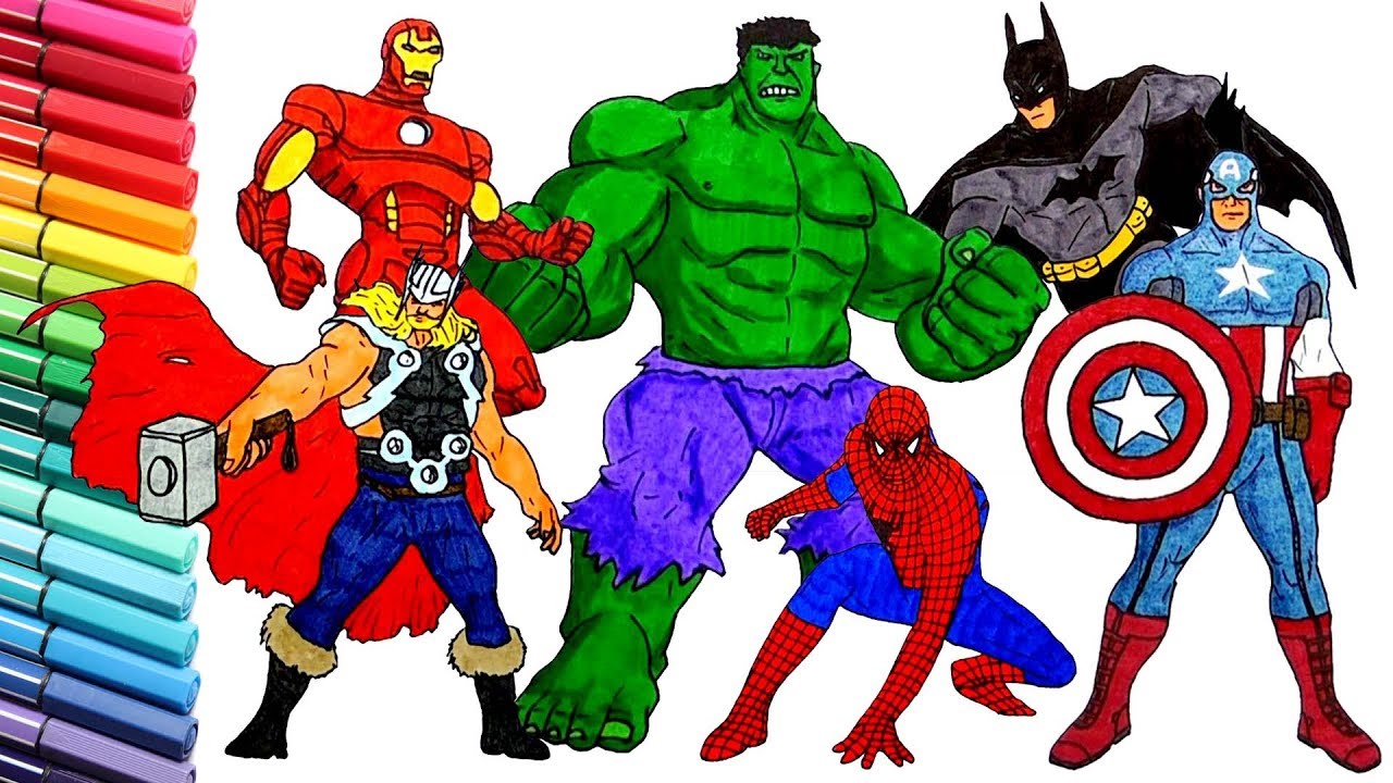 1280x720 Draw And Color The Avengers Superheroes Color Pages Iron Man Bat