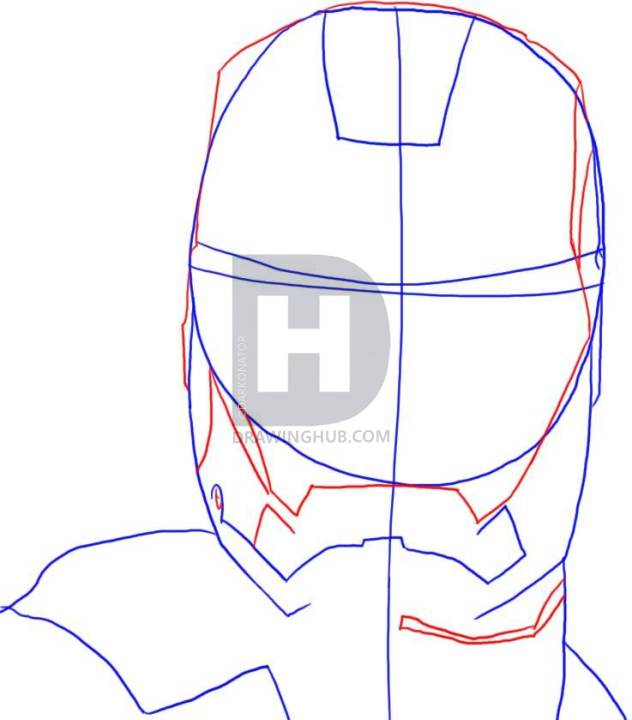 632x720 How To Draw Iron Man Mask, Step