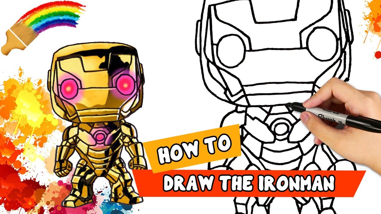 1280x720 How To Draw Iron Man Cartoon And Coloring For Kids Golden Iron