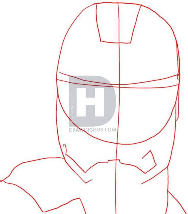 632x720 How To Draw Iron Man Mask, Step
