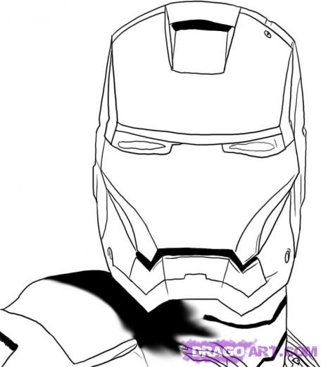 456x520 Step How To Draw Iron Man Head Shot