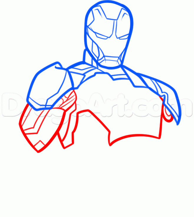 658x735 How To Draw Iron Man Step