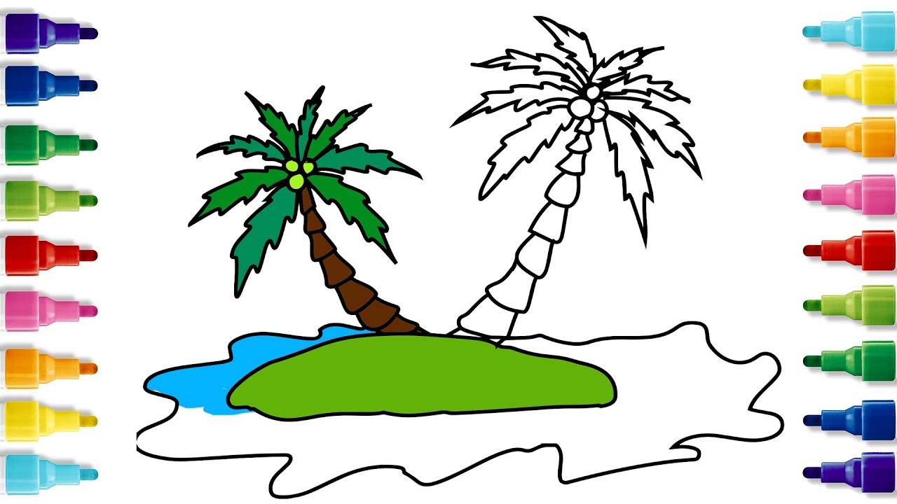 1280x720 How To Draw An Island Easy Drawing Coloring Pages Yzarts