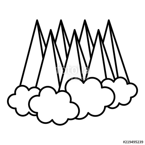 500x500 Line Nature Isometric Mountains And Clouds Landscape Stock Image