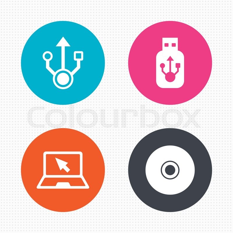800x800 Circle Buttons Usb Flash Drive Icons Stock Vector Colourbox