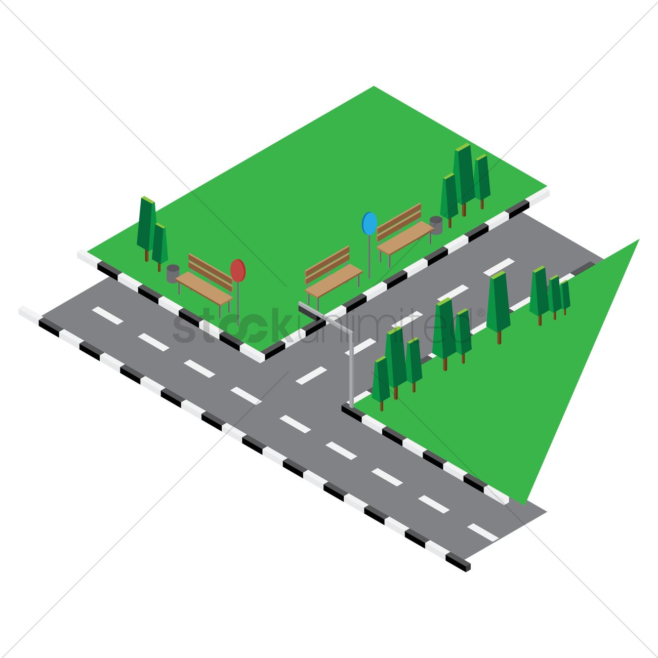 1300x1300 Isometric Drawing Of Road Junction Vector Image