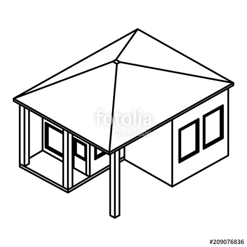 500x500 Exterior House Isometric Icon Vector Illustration Design Stock