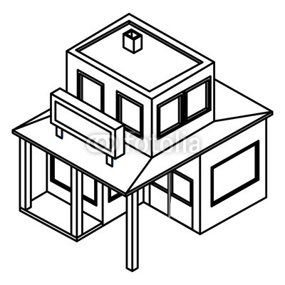 400x400 Store Building Exterior Isometric Icon Vector Illustration Design