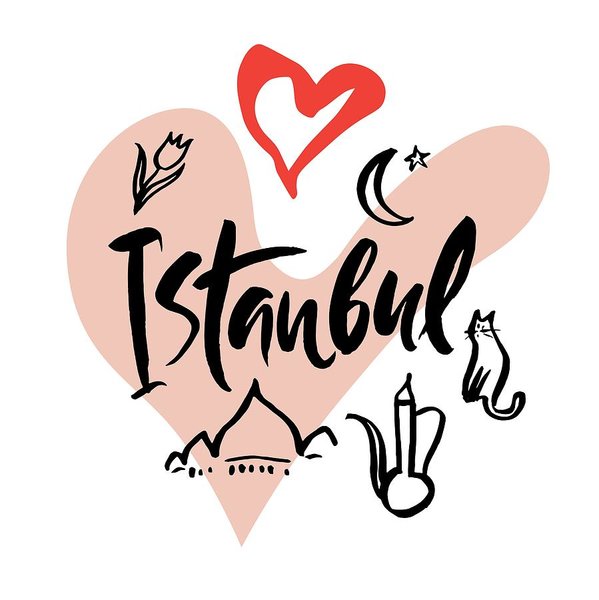 599x600 Set With Iconic Symbols In Calligraphic Style Of The Istanbul Art