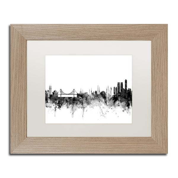 600x600 Shop Michael Tompsett 'istanbul Turkey Skyline Bampw' Matted Framed
