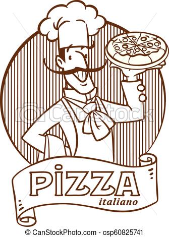 335x470 Funny Italian Chef With Pizza Emblem Design Chef With Pizza