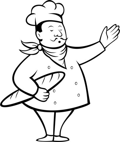 408x480 Italian Chef Coloring Page