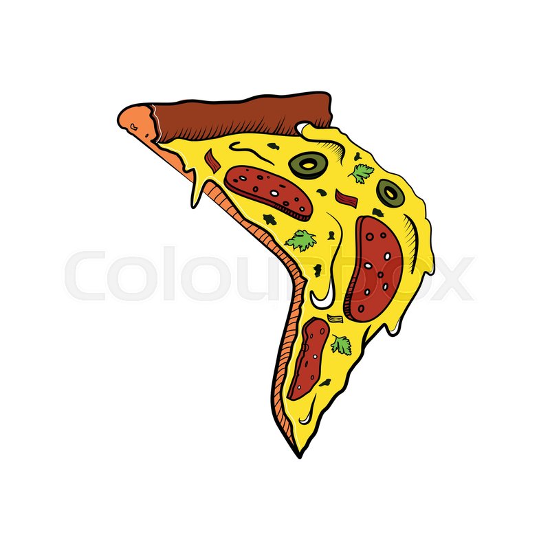 800x800 Color Sketch Piece Of Pizza Italian Stock Vector Colourbox