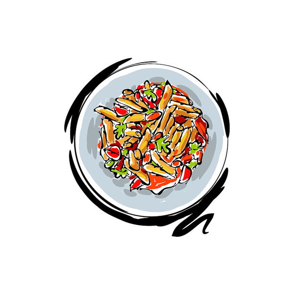 600x600 Pasta Drawing Art Print