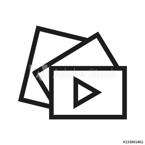 500x500 video play button linear icon filming item thin line illustration