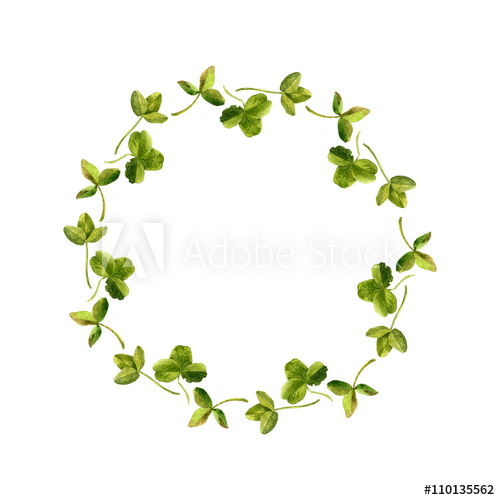 500x500 Floral Frame With Watercolor Drawing Trefoil Leaves