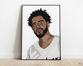 340x270 J Cole Portrait Etsy
