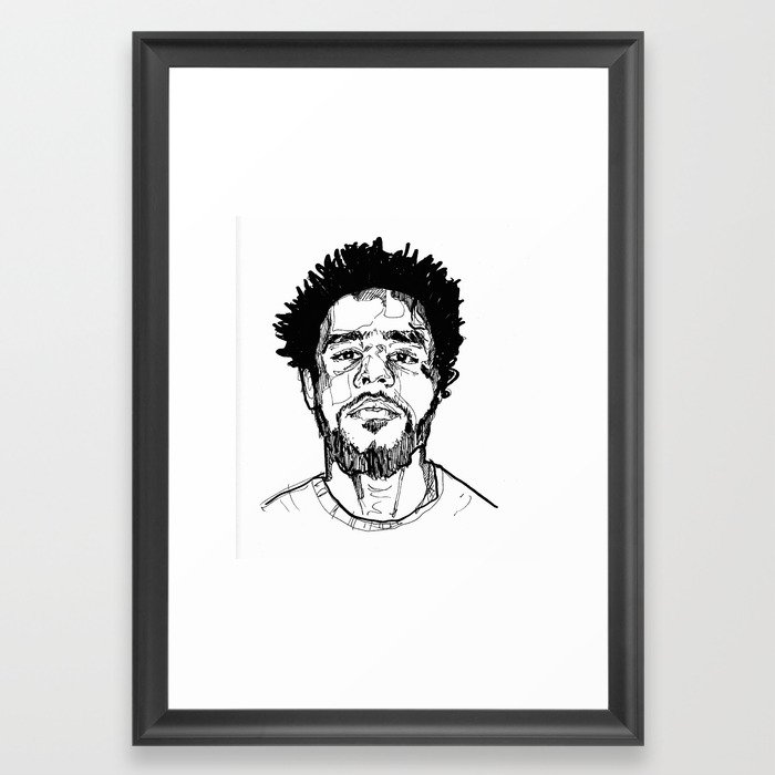 700x700 J Cole Portrait Framed Art Print