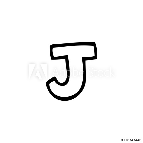 500x500 Line Drawing Cartoon Letter J
