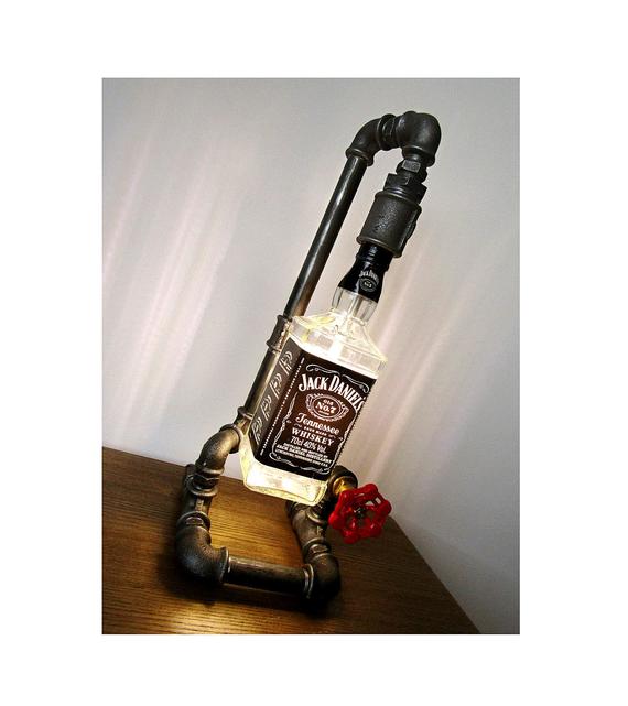 570x641 Edison Light Jack Daniel's Pipe Lamp Steam Punk Light Etsy