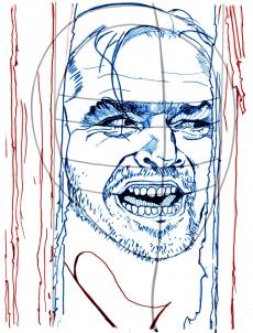 230x302 How To Draw Jack Nicholson, The Shining, Step