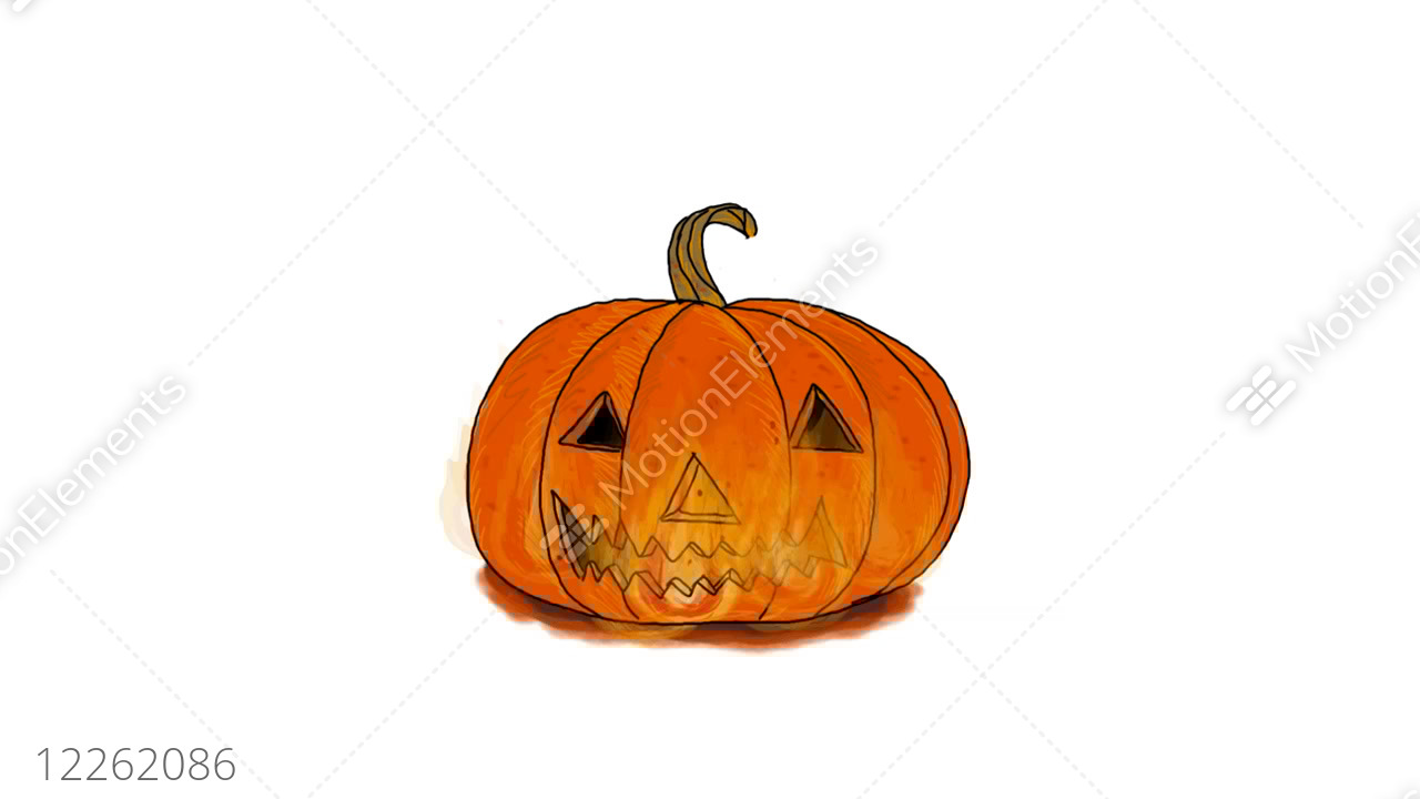 1280x720 Jack O Lantern Light Flickering Drawing Animation Stock