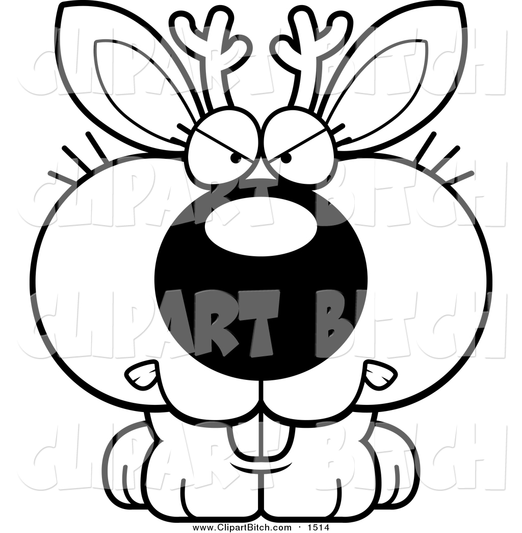 1024x1044 Clip Vector Cartoon Art Of A Lineart Jackalope With A Mad