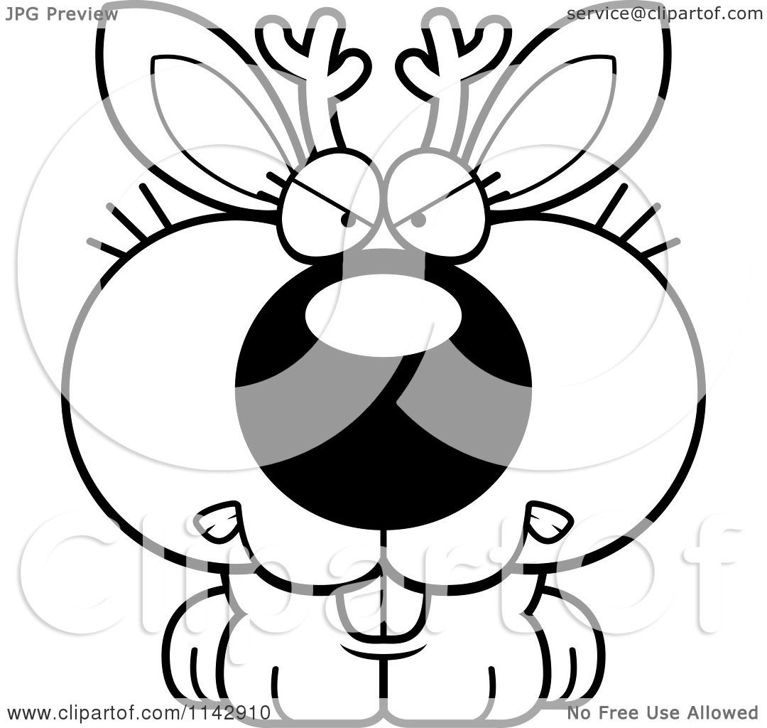 1080x1024 Cartoon Clipart Of A Black And White Cute Jackalope With A Mad