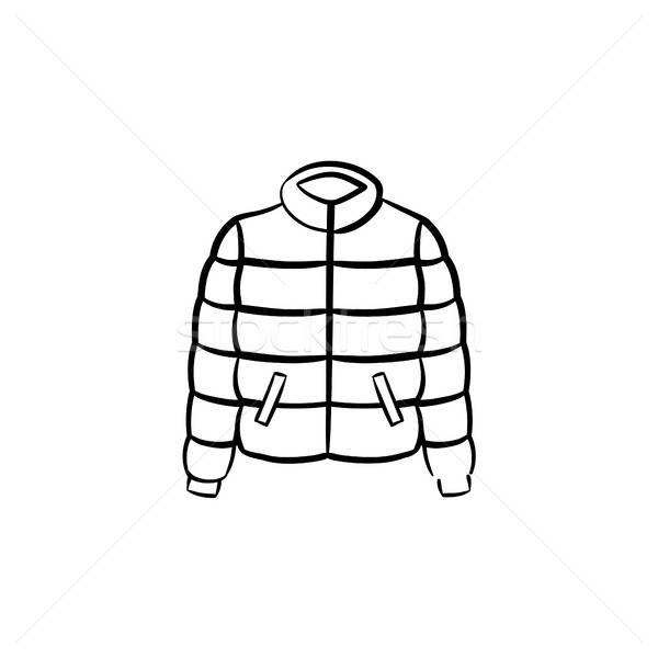 600x600 Down Feather Jacket Hand Drawn Sketch Icon Vector Illustration