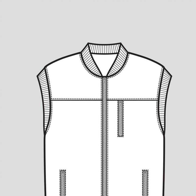 794x794 Vest Vector Fashion Flat Sketch Adobe Illustrator Design Etsy