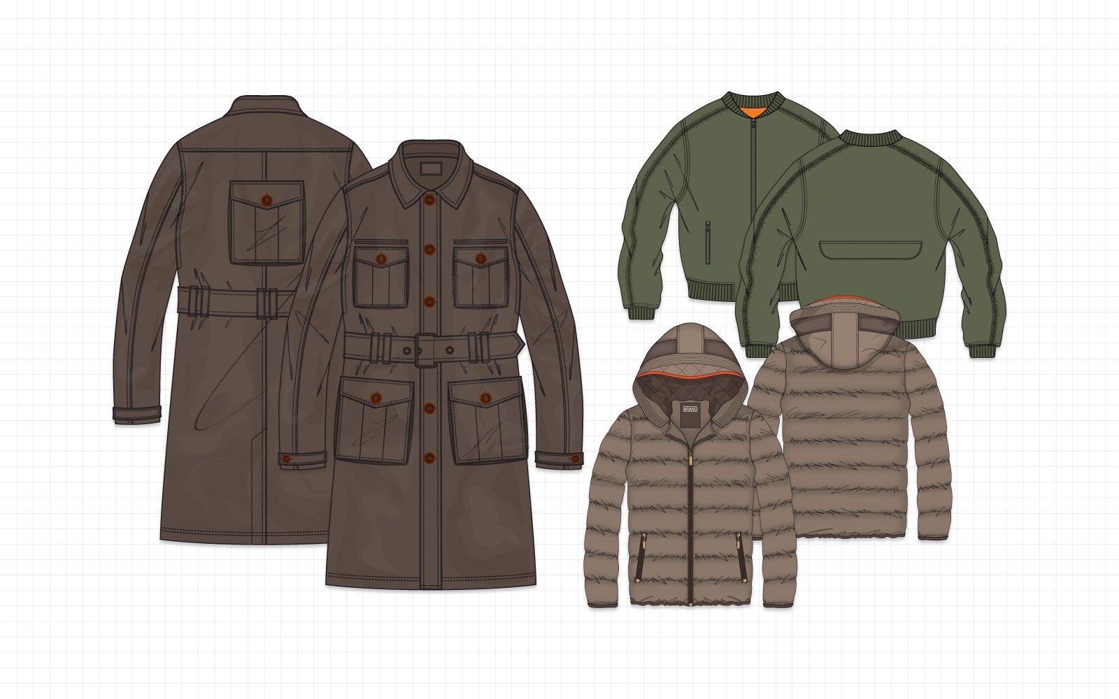 1600x1000 Flat Sketches Of Jackets
