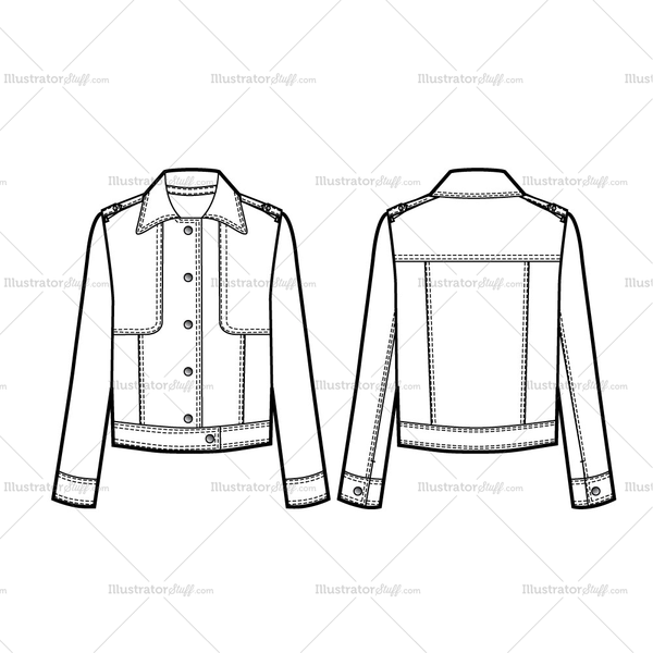 600x600 trucker jacket with storm flaps flat template templates for fashion