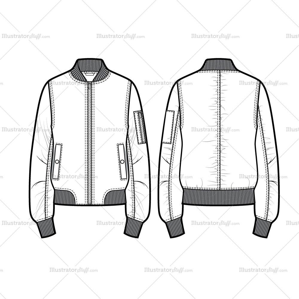 1000x1000 Unisex Urban Bomber Jacket Flat Template Templates For Fashion
