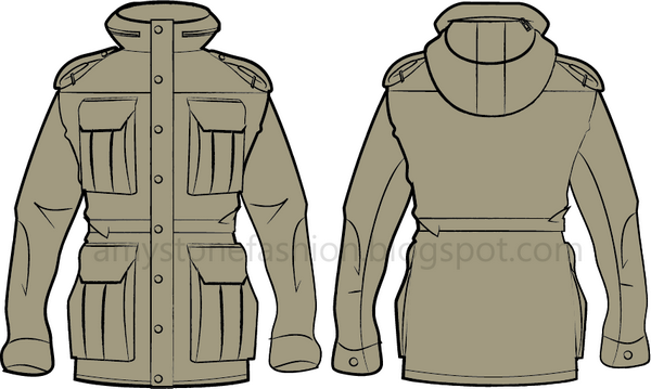 600x359 Amy Stone Fashion Flat Sketches Hooded Field Jacket Illustrator
