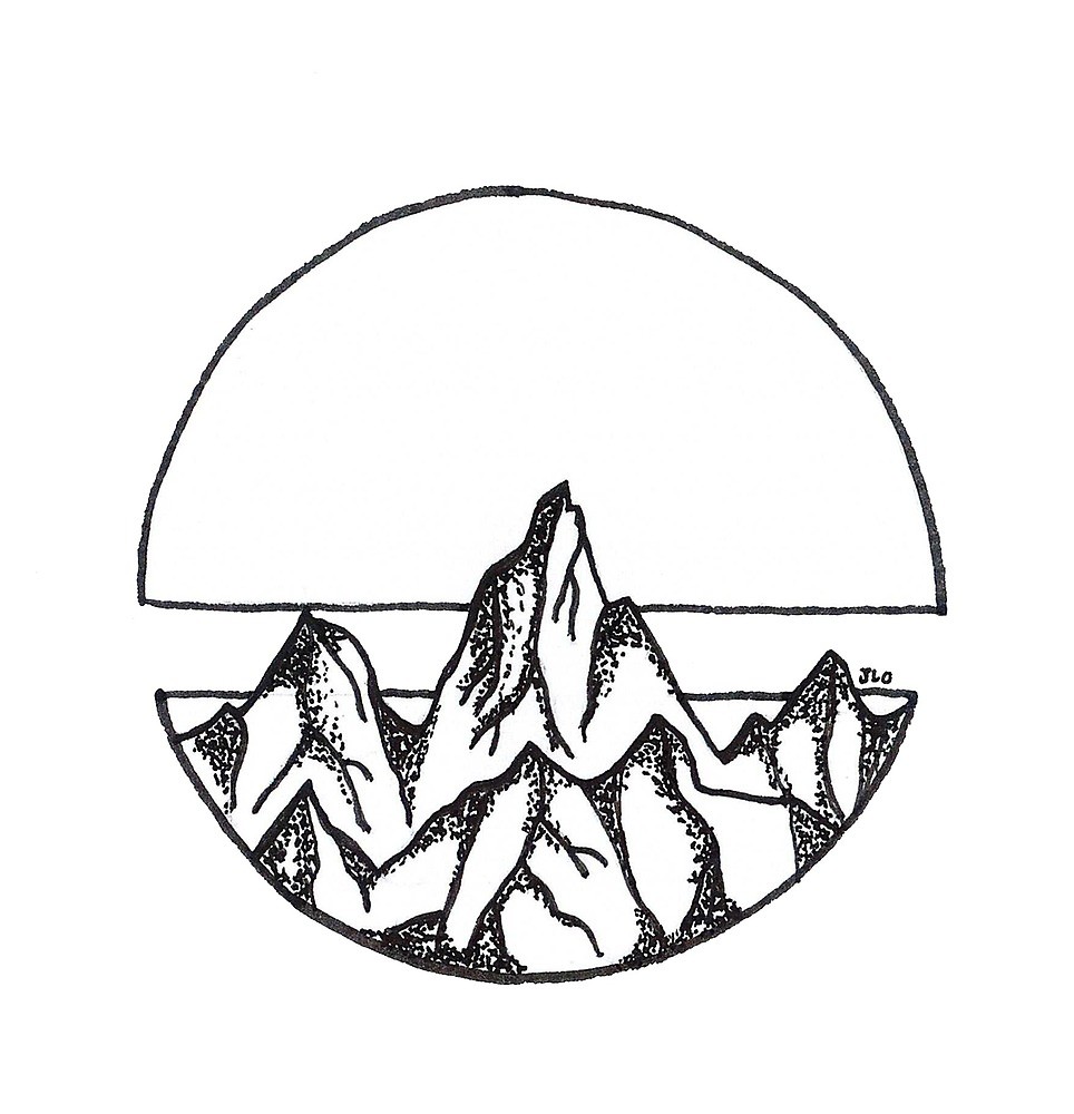 964x1000 circular mountain stipple