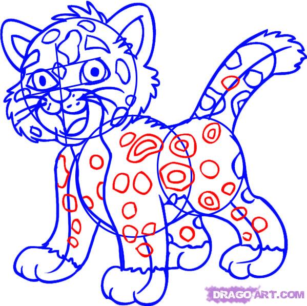 599x597 Step How To Draw Baby Jaguar From Go Diego