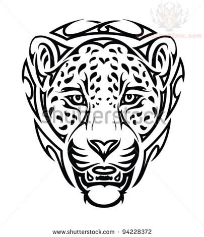 405x470 Jaguar Head Tribal Tattoo Design