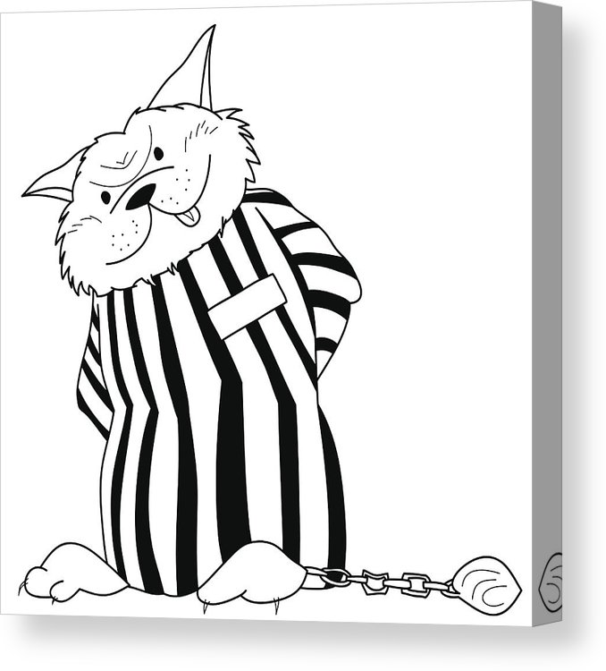 678x750 Fat Cartoon Cat In Jail Uniform Canvas Print Canvas Art