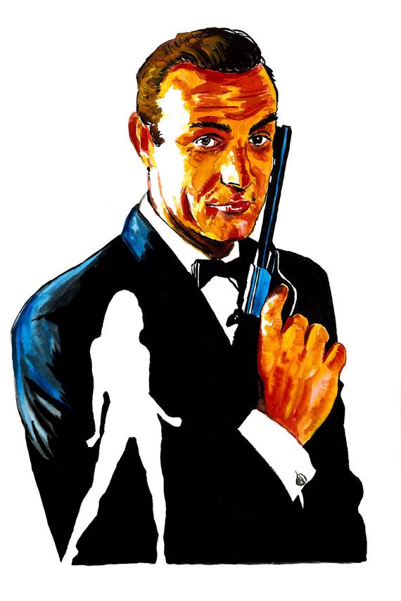 570x855 James Bond Print Watercolor Wall Art Digital Print Home Etsy