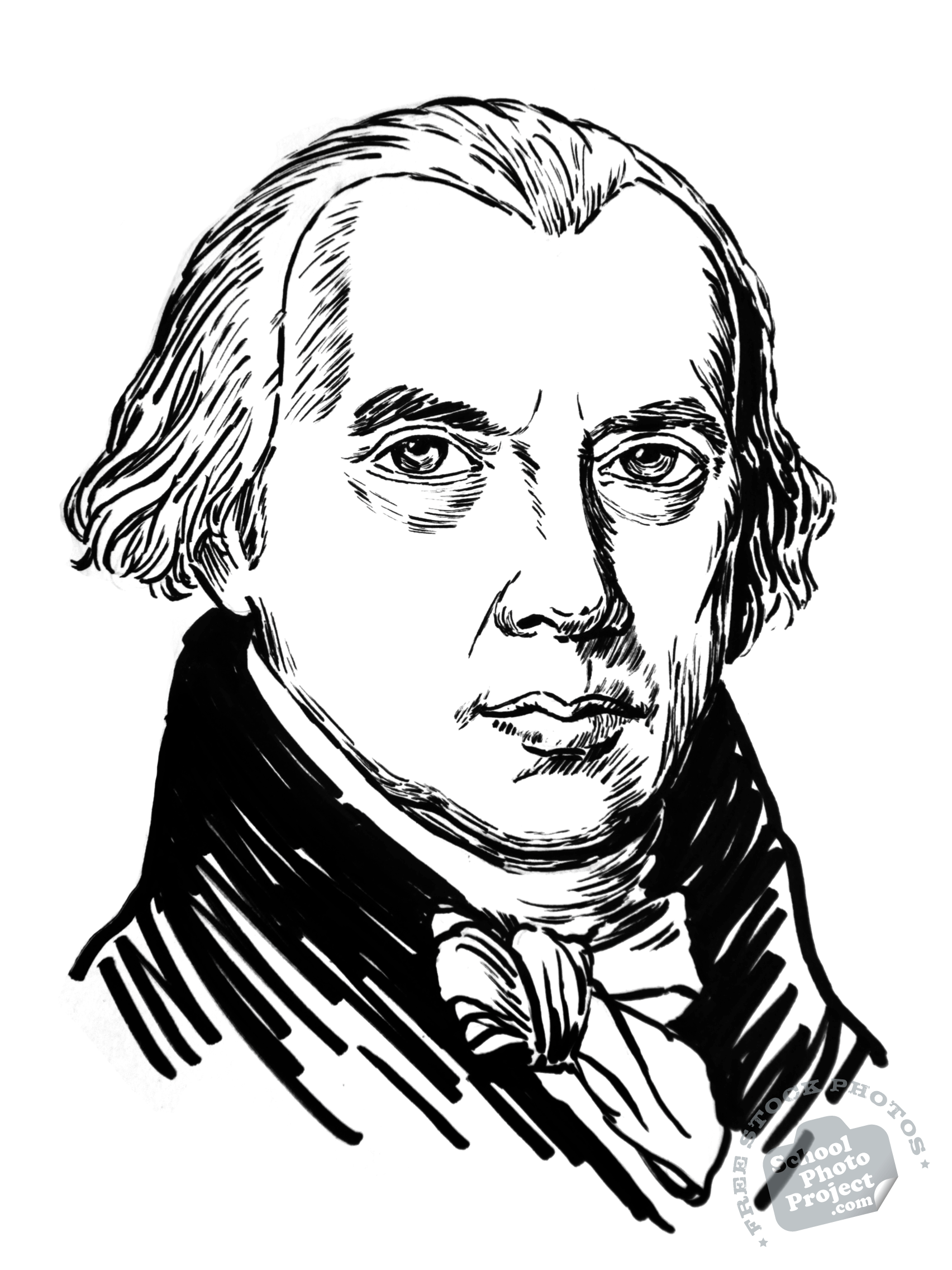 1704x2272 James Madison Free Stock Illustration U S President Portrait