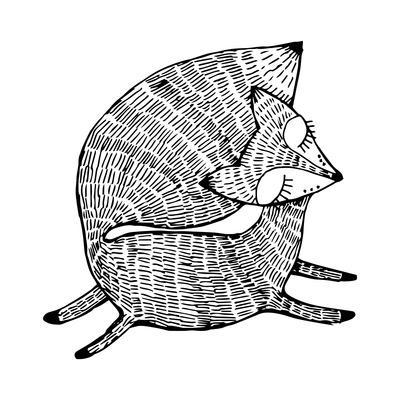 400x400 Stylized Fox Forest Animals Cute Fox Line Art Black And White