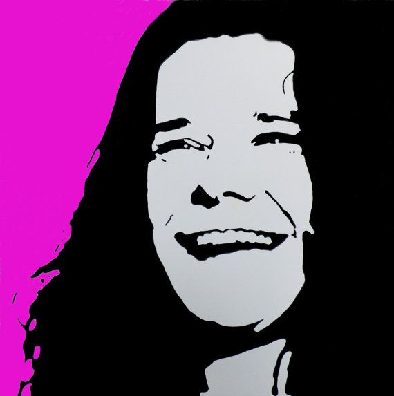 570x573 janis joplin custom magenta black and white